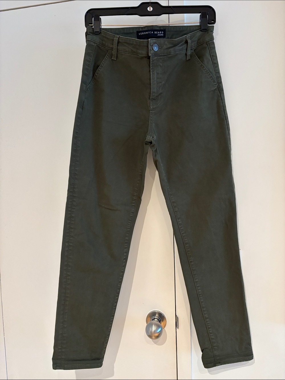 Veronica Beard Olive Straight-Tapered Utility Pants